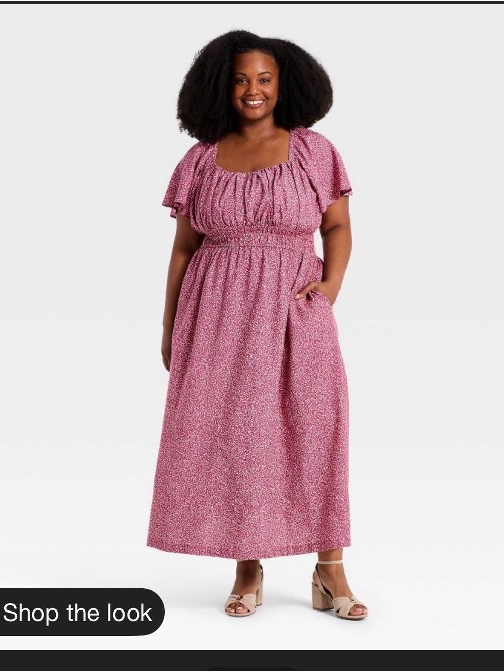 Ava & Viv Rose Red Puff-Sleeve Midi Dress - Picture 2 of 3